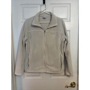 Women’s Columbia Jacket White Full Zip Fleece Warm Cozy Winter,  Size Xtra Large